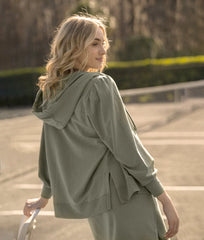 The Softest French Terry Puff-Sleeve Hoodie - Agave