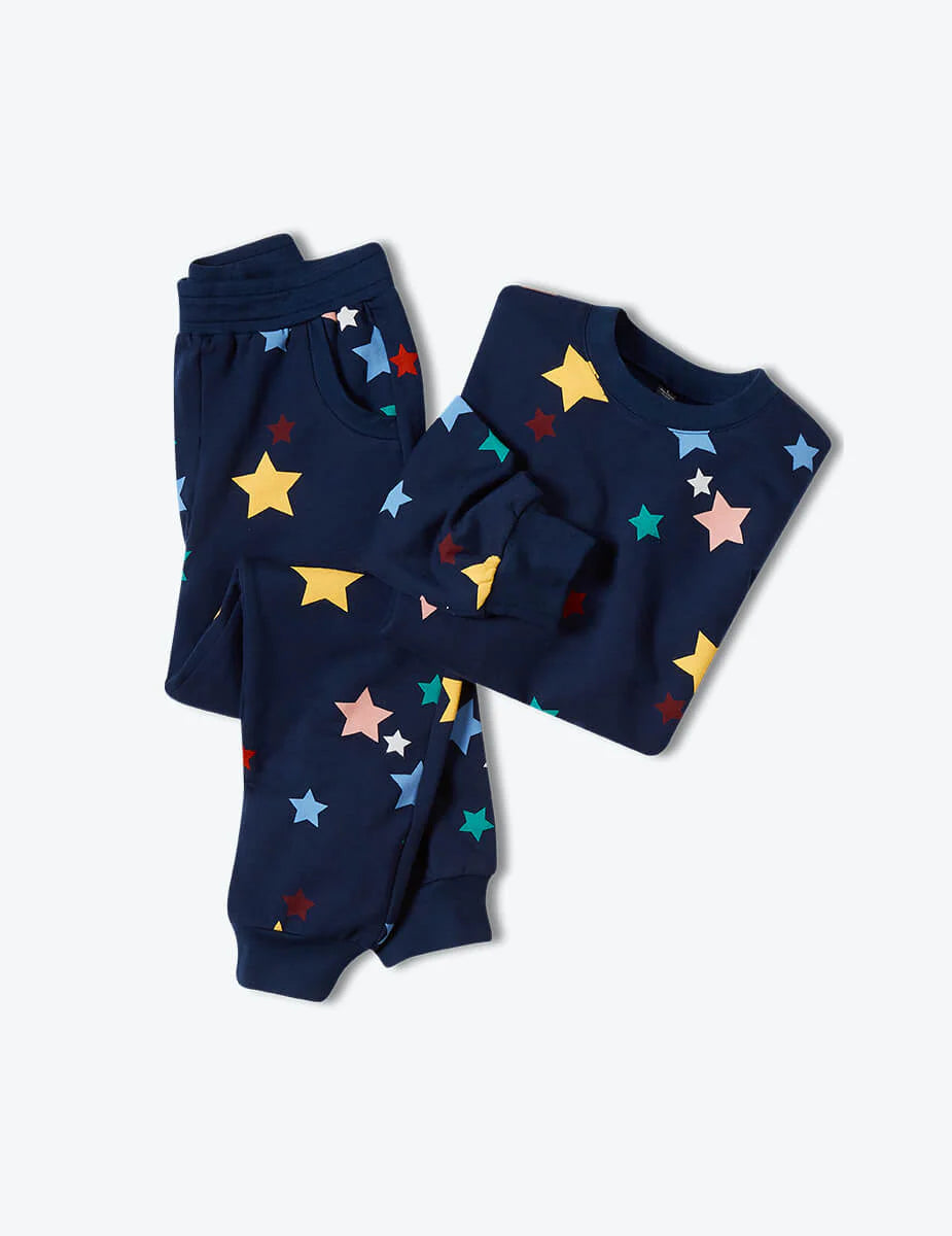 The Kids’ Softest French Terry Set - Scatter Stars in Deep Sea